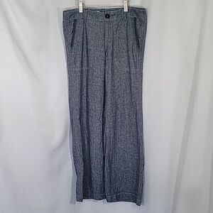 PILCRO AND THE LETTERPRESS Linen Cotton Blend Chambray Straight Wide Leg